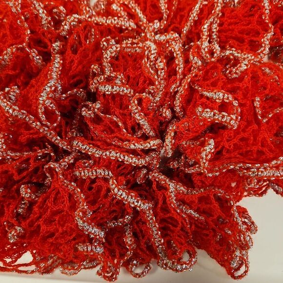 Extra Long Red and Silver Scarf - Picture 3 of 5